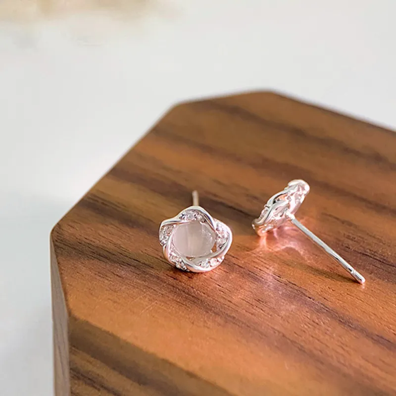 JIACUIYUN Glass Cat Eye Stud Earrings Women's-3