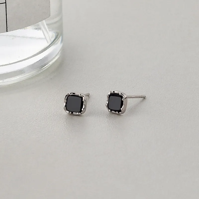 JIACUIYUN Obsidian Stud Earrings Unisex-4