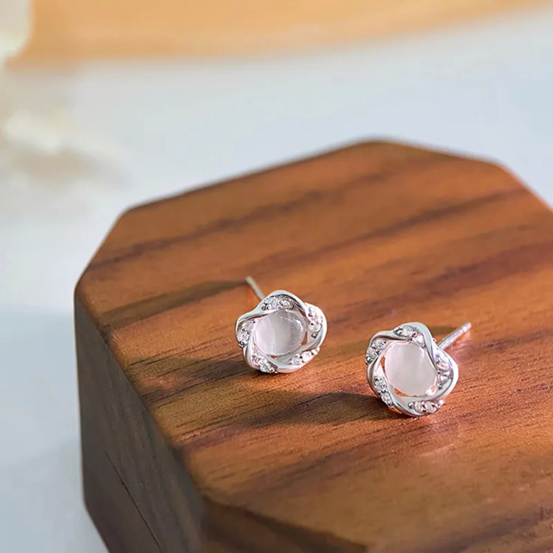 JIACUIYUN Glass Cat Eye Stud Earrings Women's-2
