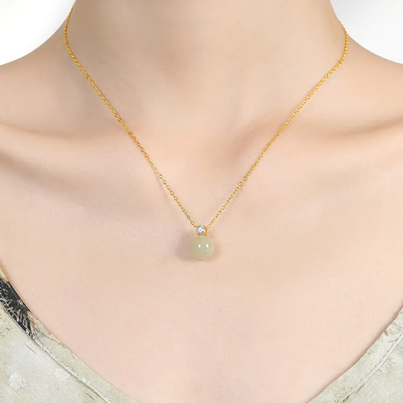 JIACUIYUN Hetian Jade Necklaces Green Jade Unisex-1