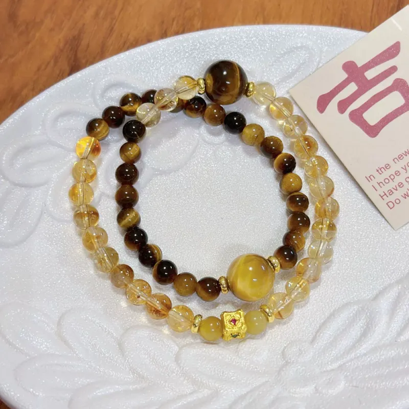 JIACUIYUN Tiger's Eye Stone Bracelets Unisex-3