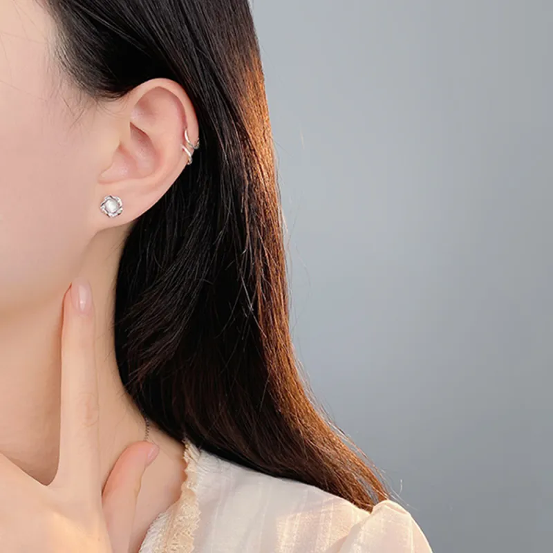 JIACUIYUN Glass Cat Eye Stud Earrings Women's-1