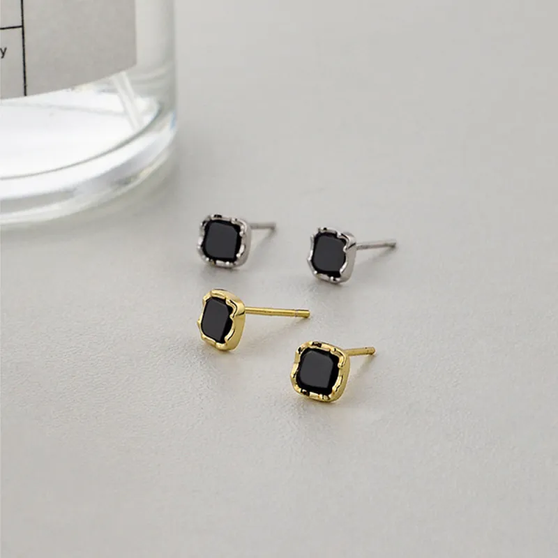 JIACUIYUN Obsidian Stud Earrings Unisex-5