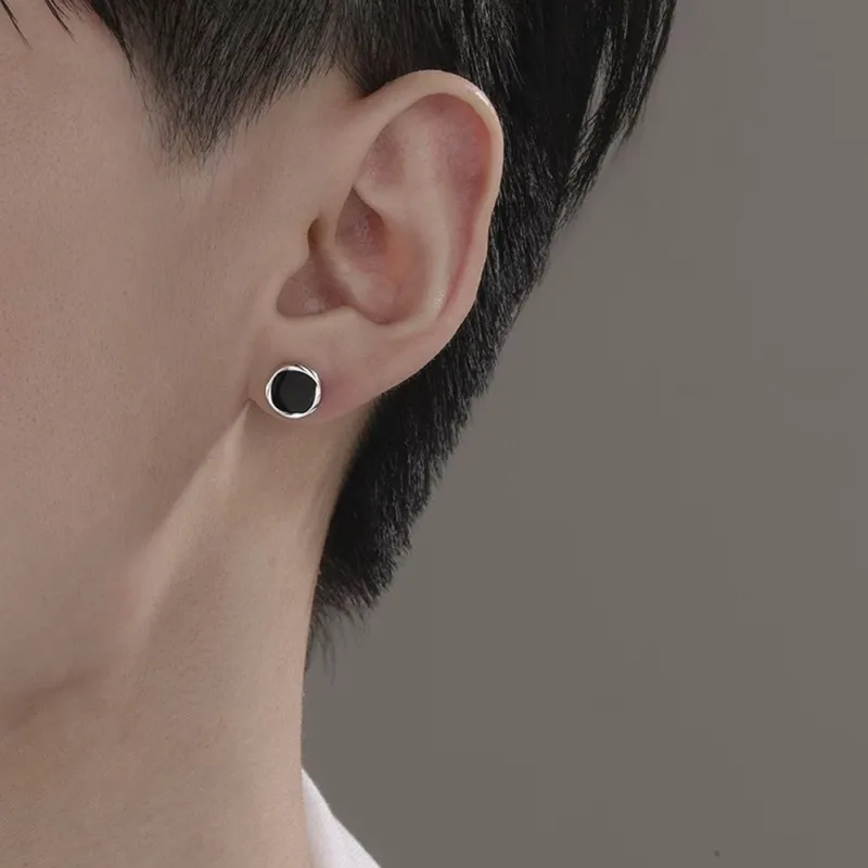 JIACUIYUN Obsidian Stud Earrings Unisex-4