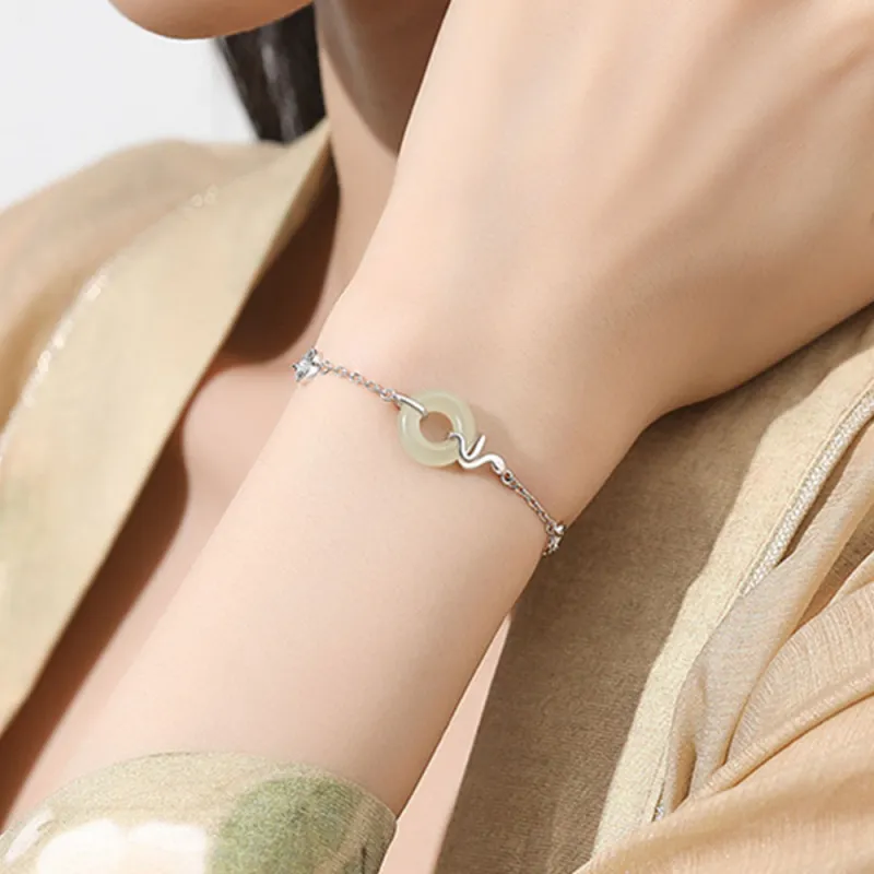JIACUIYUN Hetian Jade Bracelets Green Jade Unisex-2