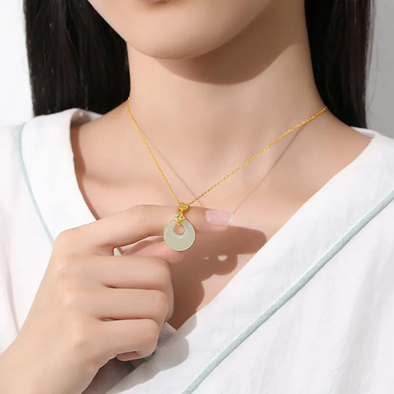 JIACUIYUN Hetian Jade Necklaces Green Jade Unisex-2