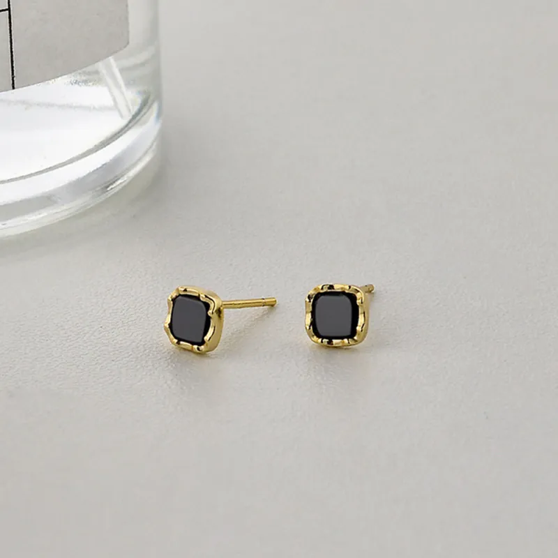 JIACUIYUN Obsidian Stud Earrings Unisex-1