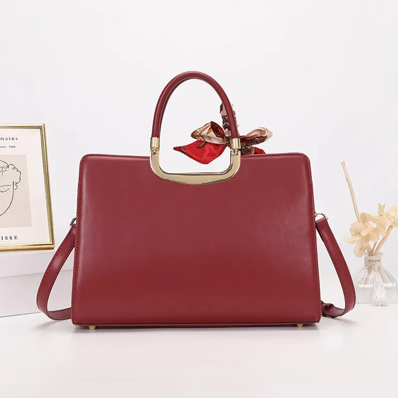 PESASRIE Microfiber Synthetic Leather Handbag Women's Burgundy-7