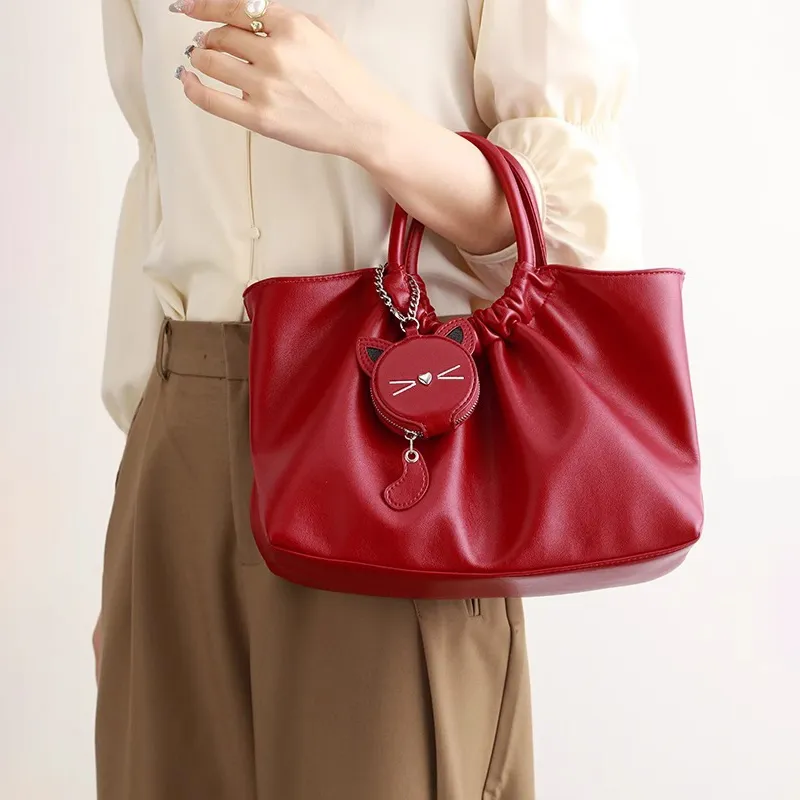 PESASRIE PU Handbag Women's Red-4
