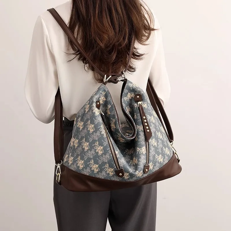 PESASRIE PVC Tote Bag, Shopping Bag, Shoulder Bag, Backpack Women's Blue-2
