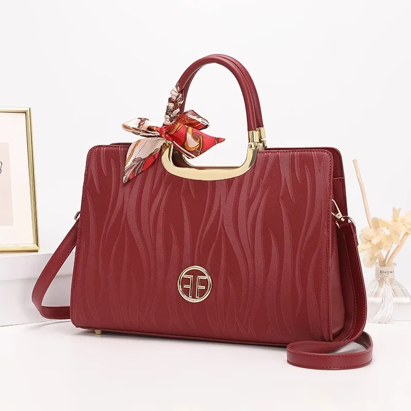 PESASRIE Microfiber Synthetic Leather Handbag Women's Burgundy-2