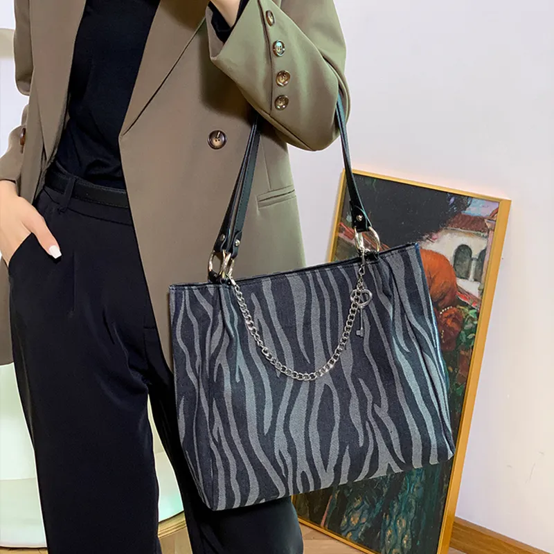 PESASRIE PU Tote Bag Shopping Bag Handbag Shoulder Bag Large Size Women's Blue-2