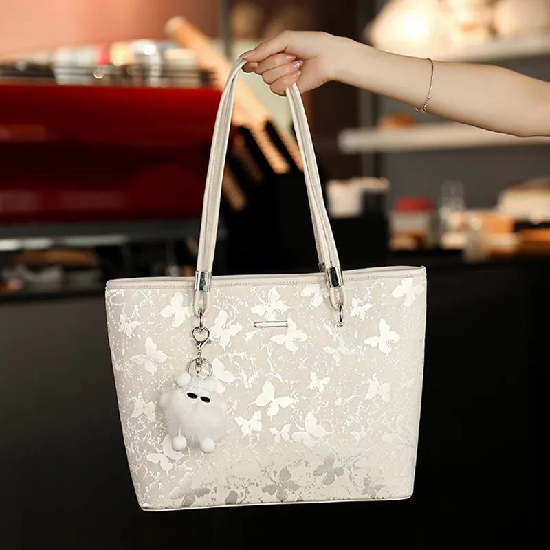 PESASRIE PU Shoulder Bag Regular Women's Silver Light Butterfly-7