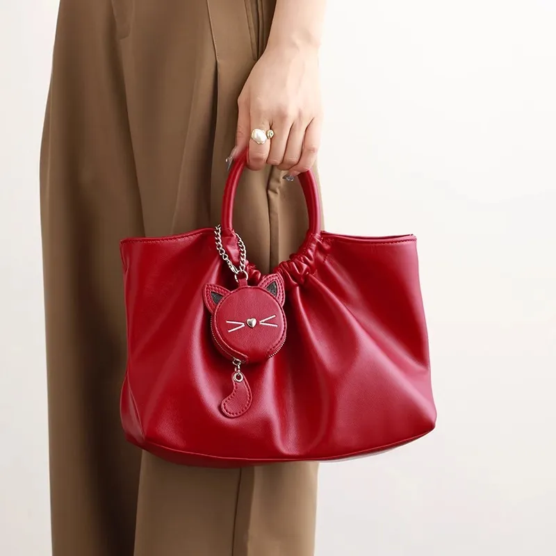 PESASRIE PU Handbag Women's Red-1