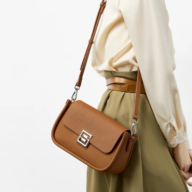 PESASRIE Top Grain Cow Leather Shoulder Bag Women's Multicolor-10