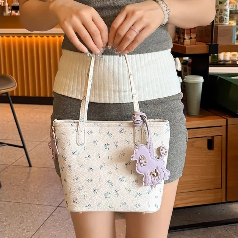 PESASRIE PU Tote Bag, Shopping Bag, Shoulder Bag Women's Ecru-4