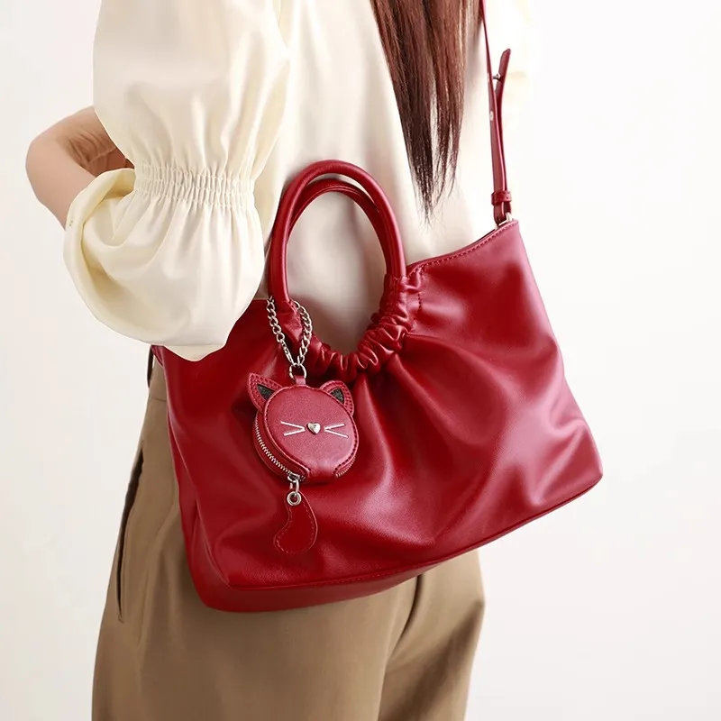 PESASRIE PU Handbag Women's Red-2