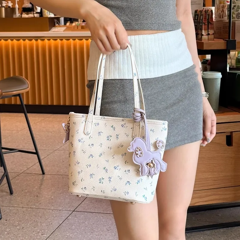PESASRIE PU Tote Bag, Shopping Bag, Shoulder Bag Women's Ecru-2