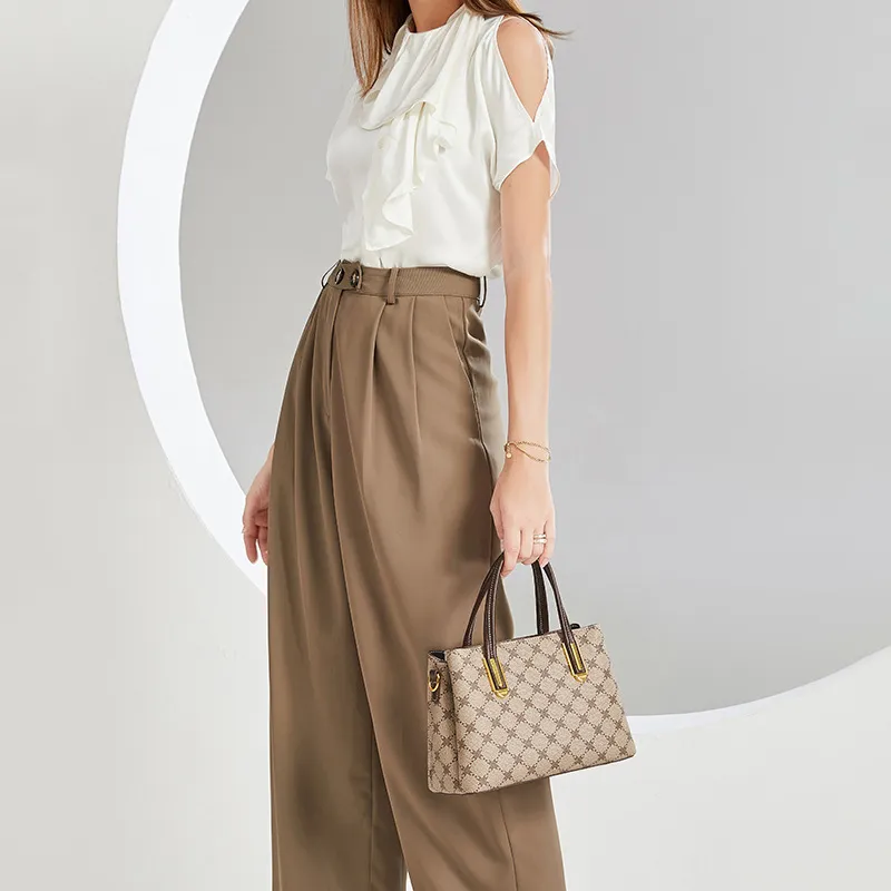 PESASRIE PVC Handbag Women's Coffee-5