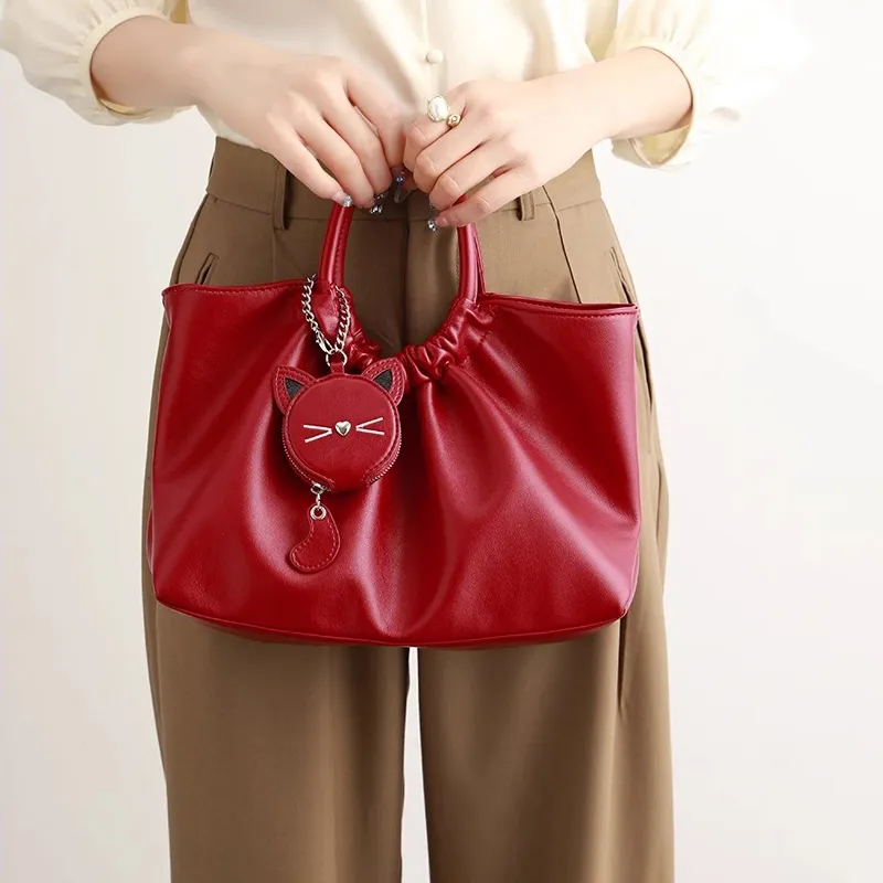 PESASRIE PU Handbag Women's Red-5