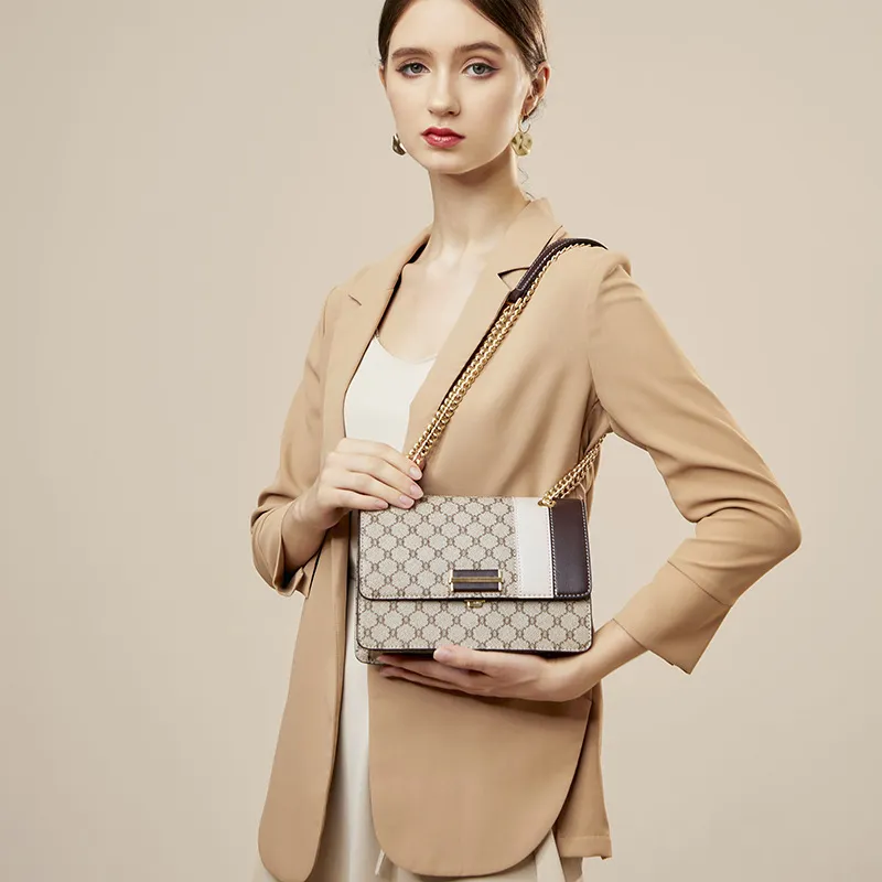 PESASRIE PVC Shoulder Bag, Crossbody Bag Women's Diamond Gray Coffee-4