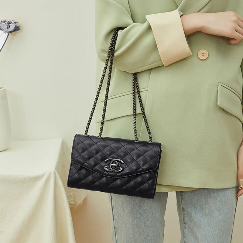 PESASRIE Cow Leather Shoulder Bag, Crossbody Bag Women's Black-7