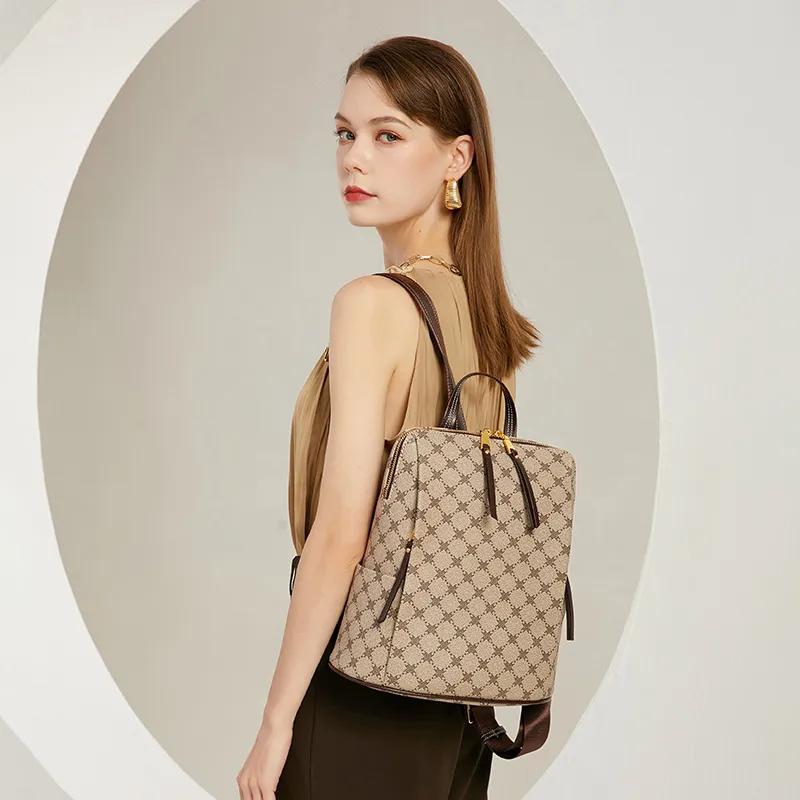 PESASRIE PVC Backpack Women's Coffee-3
