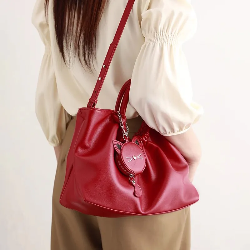 PESASRIE PU Handbag Women's Red-7