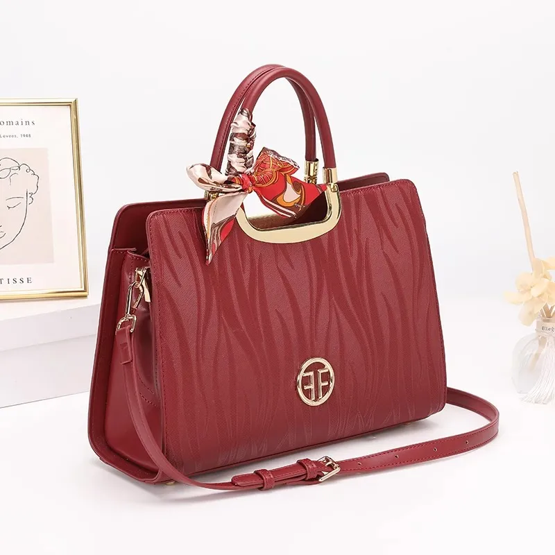 PESASRIE Microfiber Synthetic Leather Handbag Women's Burgundy-3