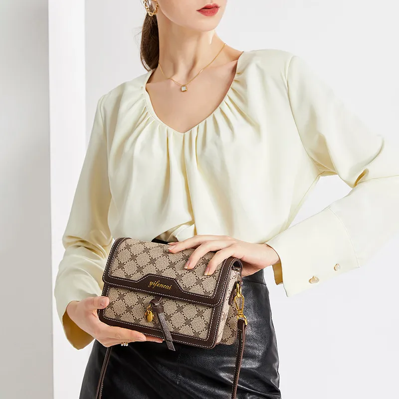 PESASRIE PVC Shoulder Bag, Crossbody Bag Women's Coffee-7