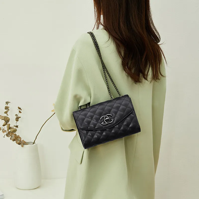 PESASRIE Cow Leather Shoulder Bag, Crossbody Bag Women's Black-3