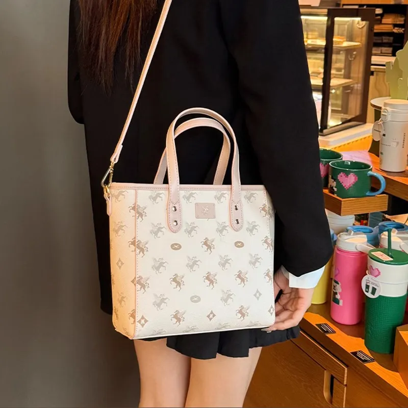 PESASRIE PU Tote Bag, Shopping Bag, Handbag Women's Peach Pink-5