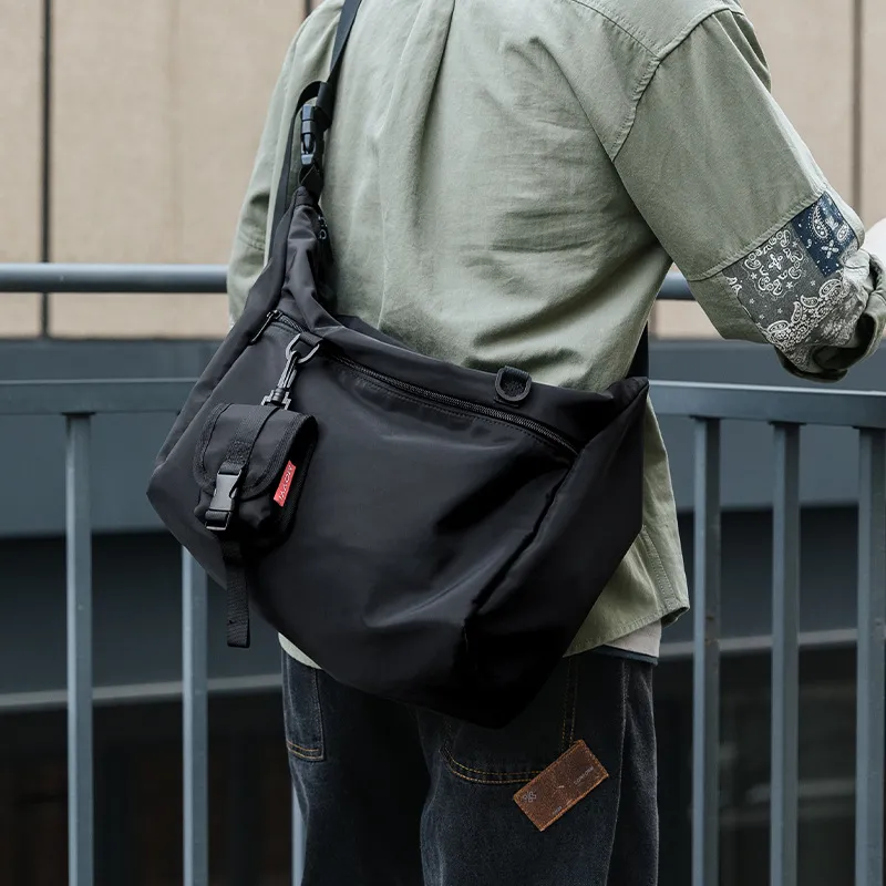 PESASRIE Oxford Crossbody Bag Men's Black-5
