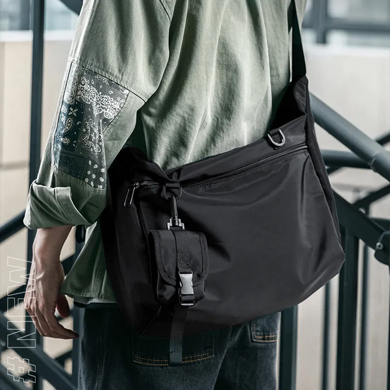PESASRIE Oxford Crossbody Bag Men's Black-6