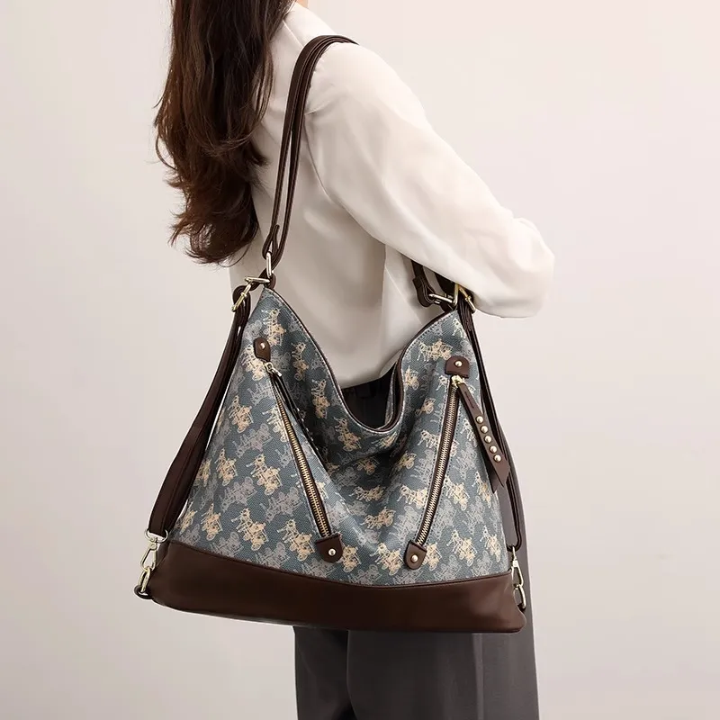 PESASRIE PVC Tote Bag, Shopping Bag, Shoulder Bag, Backpack Women's Blue-1