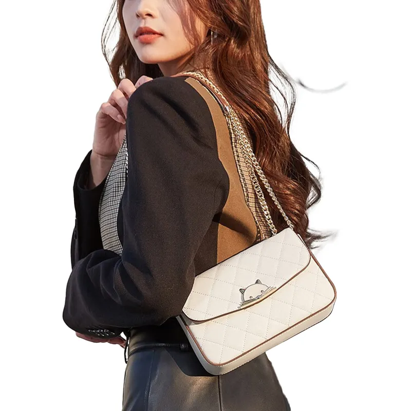 PESASRIE Leather Chain Bag, Shoulder Bag, Crossbody Bag Women's-1