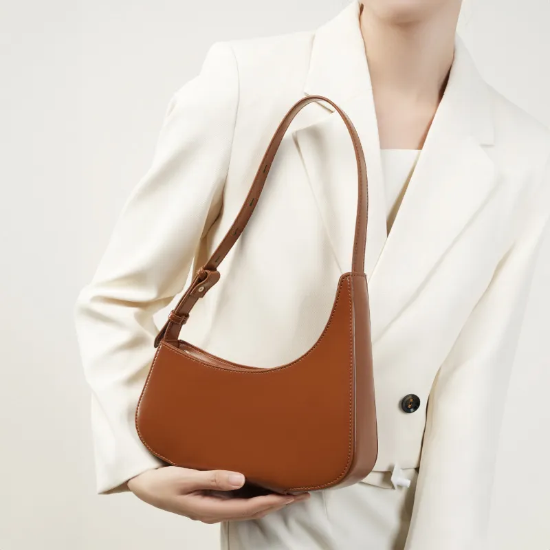 PESASRIE Cow Leather Handbag, Shoulder Bag Women's Black/Brown/Cherry Red-10