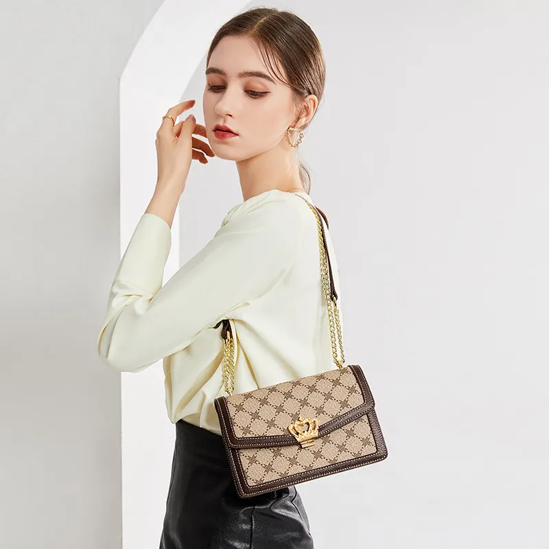 PESASRIE PVC Shoulder Bag, Crossbody Bag Women's Coffee-2