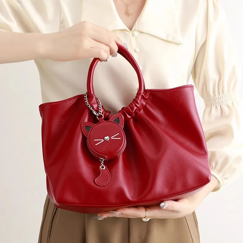PESASRIE PU Handbag Women's Red-3