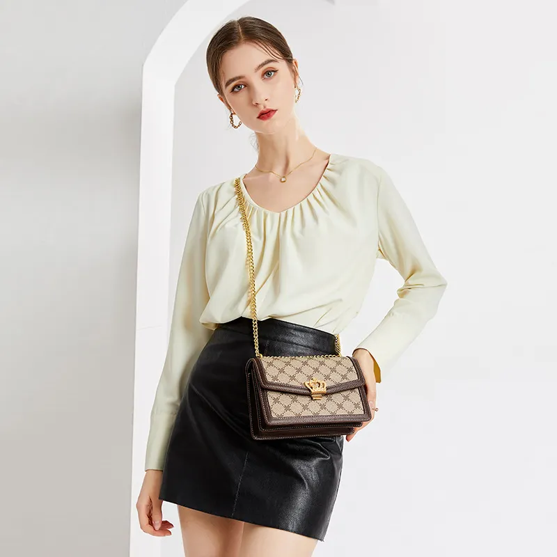 PESASRIE PVC Shoulder Bag, Crossbody Bag Women's Coffee-3