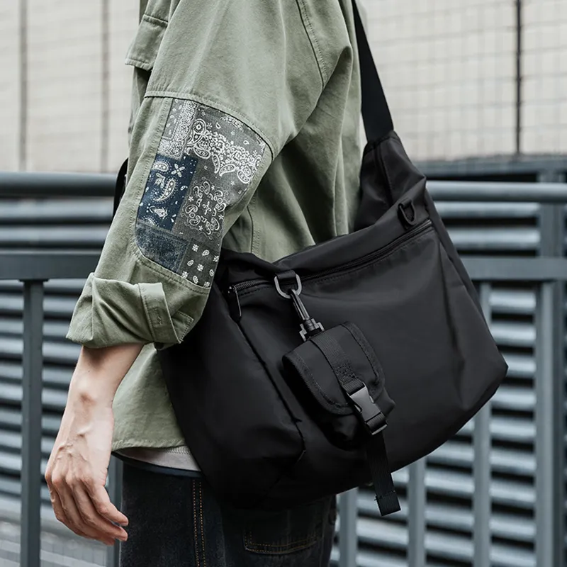 PESASRIE Oxford Crossbody Bag Men's Black-8
