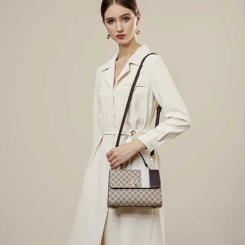 PESASRIE PVC Shoulder Bag, Crossbody Bag, Handbag Women's Diamond Gray Coffee-2