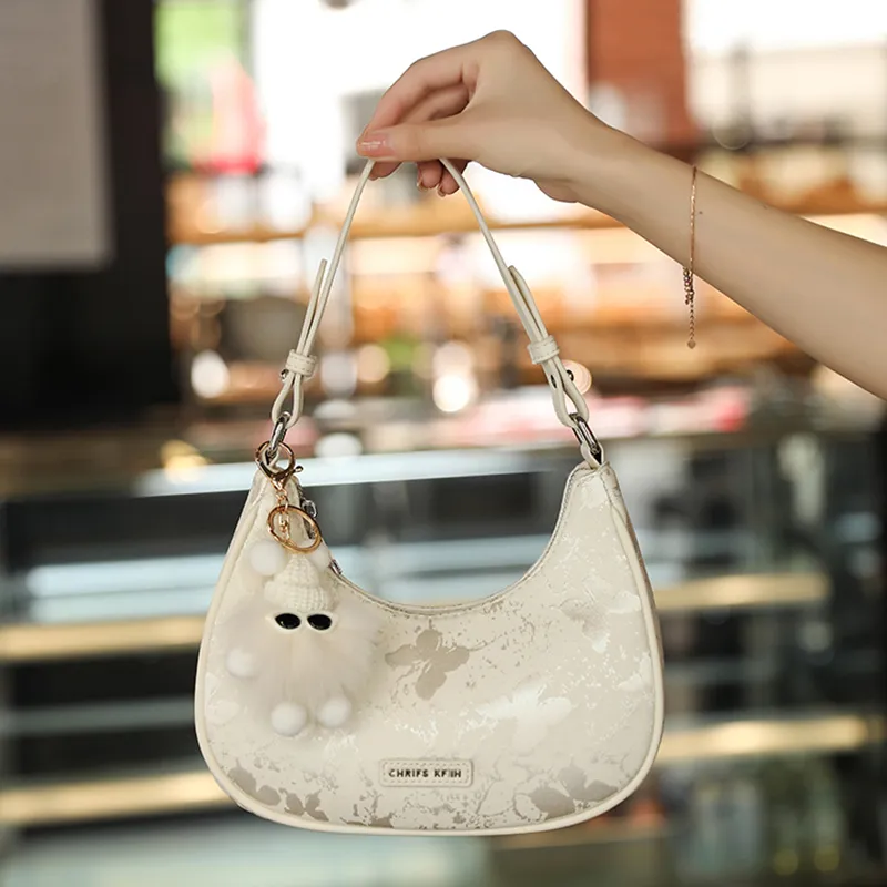 PESASRIE PU Shoulder Bag, Crossbody Bag Regular Women's Ecru-2