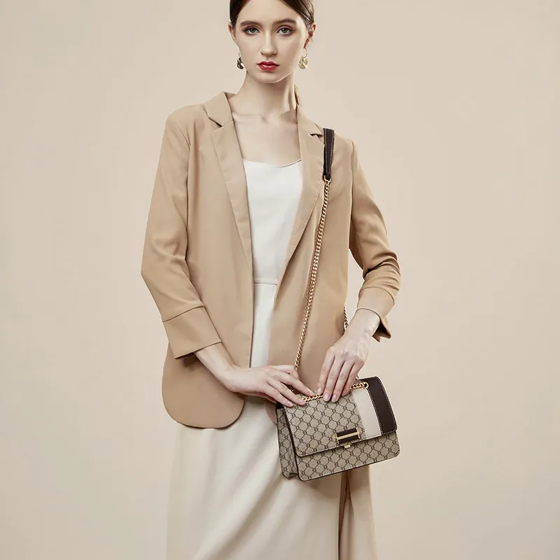 PESASRIE PVC Shoulder Bag, Crossbody Bag Women's Diamond Gray Coffee-3