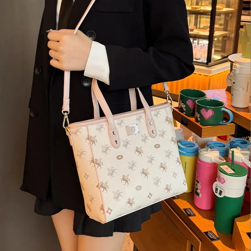 PESASRIE PU Tote Bag, Shopping Bag, Handbag Women's Peach Pink-6