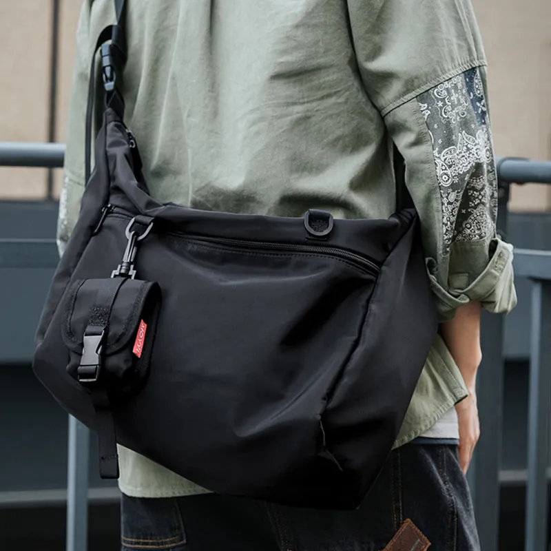 PESASRIE Oxford Crossbody Bag Men's Black-7