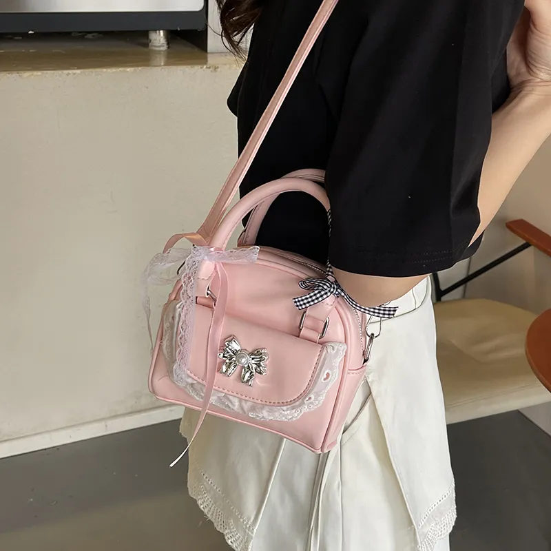 Champion Cub PU Handbag Women's Ecru/Silver/Pink/Black-11