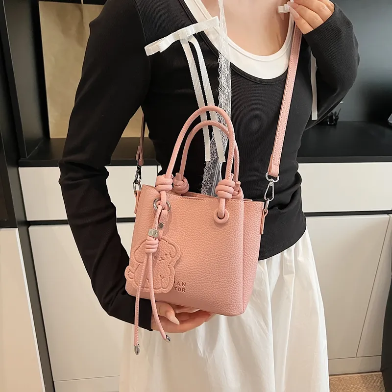 Champion Cub PU Handbag Shoulder Bag Crossbody Bag Women's Ecru/Black/Blue/Pink-8