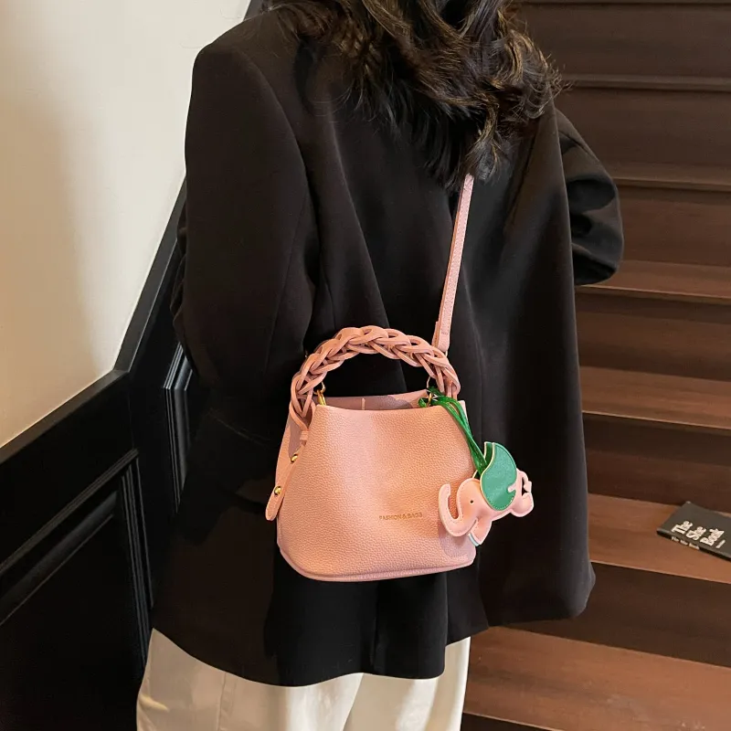 Champion Cub PU Crossbody One Shoulder Handbag Women's Black/Silver/Blue/Pink/Ecru-15