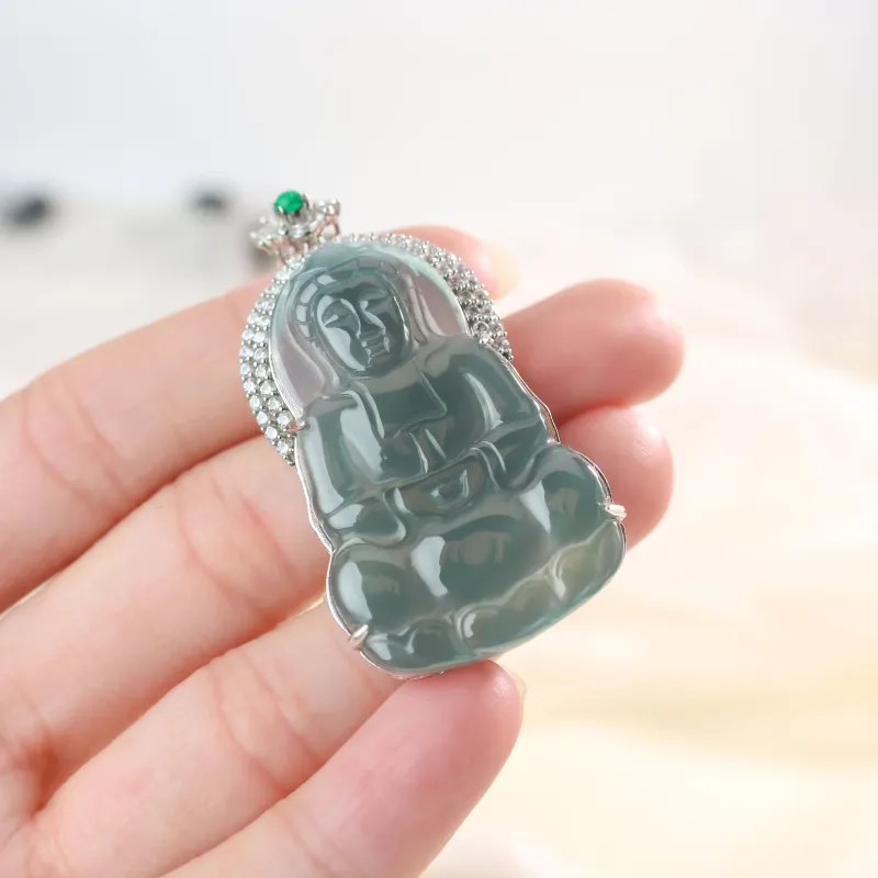 Qingjing Ice Type Jadeite Pendants Unisex-2